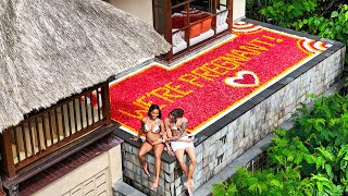 PREGNANCY ANNOUNCEMENT IN BALI ELEPHANT JUNGLE FLOWER POOL BALI SWING KOI FISHES AND MORE [upl. by Cosme]