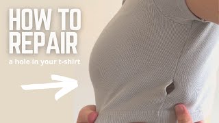 How to sew a hole on the Tshirt in 5 minutes invisibly  a sewing trick [upl. by Babette]