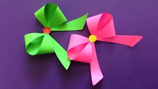 How to make a paper BowRibbon  Easy origami BowRibbons for beginners making  DIYPaper Crafts [upl. by Drarreg373]