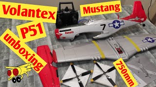 RTF Volantex P51D 750mm unboxing 7681 RC plane warbird review [upl. by Holsworth]