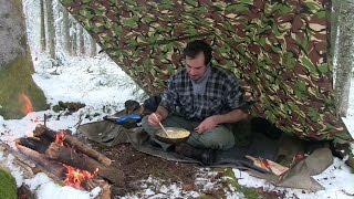 Bushcraft Day in the Forest with a bit of snow and tasty food [upl. by Elisee]