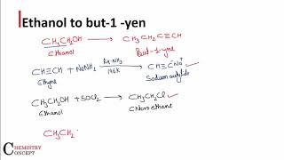 Ethanol to But1yne  Organic chemistry conversion  Haloalakne [upl. by Solenne820]