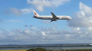 Air China Flight CCA783 From Beijing Lands At Auckland International Airport In Auckland New Zealand [upl. by Mureil]