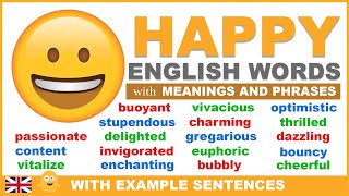 40 HAPPY Words Meanings and Daily English Phrases To Help Improve Your English Fluency [upl. by Herates]