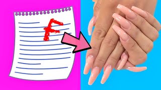 HOW TO MAKE FAKE NAILS FROM PAPER at home STRONG METHOD  5 Minute Crafts [upl. by Eelyrag]