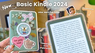 new basic kindle 2024 matcha 🍵 aesthetic unboxing 11h gen amp paperwhite comparison customization [upl. by Ledarf864]