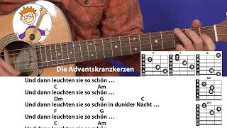 Die Adventskranzkerzen  Volker Rosin Adventslied mit Akkorden amp Text für Gitarre [upl. by Llenal662]