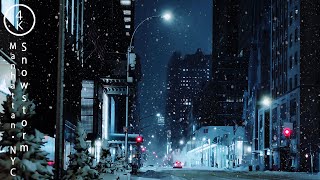 NYC Night after Snowstorm  Midtown Manhattan New York 4K [upl. by Corkhill]