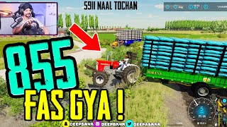 MODIFIED 855 TRACTOR Fas Gya 😥5911 naal Tochan paya fer¬ INDIAN FARMING x BrarTV [upl. by Esor]