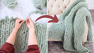 Make a Cozy Finger Knit Blanket in 3 Hours Actually Affordable [upl. by Kentiga619]