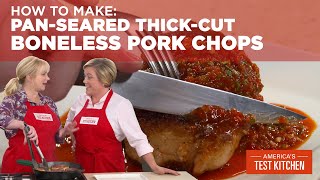 How to Make PanSeared ThickCut Boneless Pork Chops [upl. by Relyat]