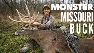 Sarah Bowhunts Monster Missouri Buck  Bowmar Bowhunting [upl. by Atikahs683]