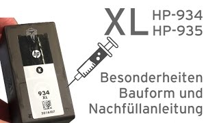 HP934XL HP935XL Tintenpatrone nachfüllen  Nachfüllanleitung für Extratank [upl. by Nej857]