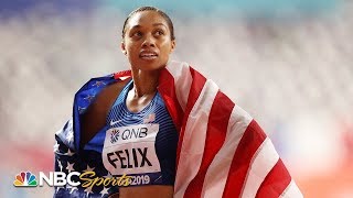 USA dominates in first mixed 4x400 relay Allyson Felix breaks Usain Bolts record  NBC Sports [upl. by Kcyred]