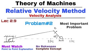 29 Relative Velocity Method  Problem2  Complete Concept  Velocity Analysis  KOM  TOM [upl. by Nolram]