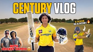 CENTURY VLOG WITH cricketcardio 😍  SIX SIXES In An Over 🔥  Day Night Cricket Match [upl. by Milano213]