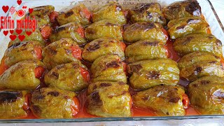 BİLDİĞİNİZ TÜM TARİFLERİ UNUTUN👌 FIRINDA ETLİ BİBER DOLMASI😋 [upl. by Laurel]