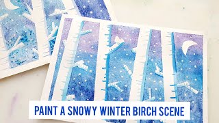 Snowy Winter Birch Trees Art Lesson For Kids [upl. by Wera694]