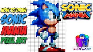 How to Draw Sonic the Hedgehog  Sonic Mania Pixel Art Drawing Tutorial [upl. by Nai]