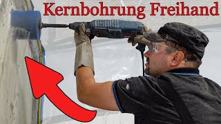 Kernbohrung Freihand  Loch für Lüftung bohren mit Kernbohrer 150 mm SDS [upl. by Goldstein]