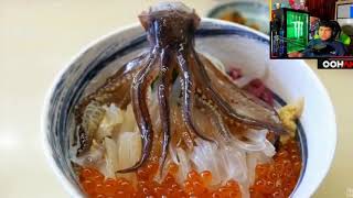 Oohami react to Dancing Sahimi Squid and King Crab Sashimi [upl. by Tristam]