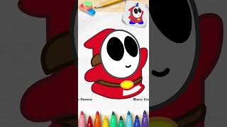 Lets Draw Shy Guy Super Mario Character Easy Drawing Easy Short Drawing for Kids and Toddlers [upl. by Fari]