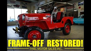 FRAMEOFF RESTORED 1954 Willy s Jeep with SOFT TOP For Sale  WWWTHIELMOTORSCOM [upl. by Volding]