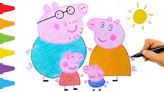 How to Draw Peppa Pig Family Easy Step by Step [upl. by Richlad696]