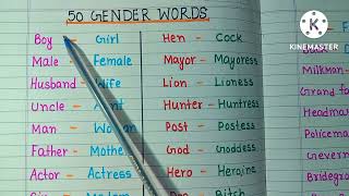 Gender Words In EnglishGender wordGender word 50Masculine and FemenineGenderEnglish Grammar [upl. by Dysart]