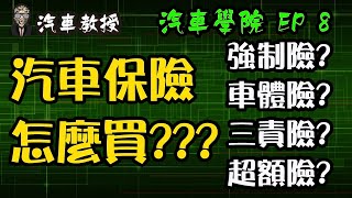 【汽車學院EP8】汽車保險怎麼買車體險第三責任險強制險超額保險 [upl. by Nnairet]