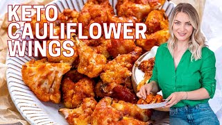 Baked Buffalo Cauliflower Wings Recipe – How To Make Keto Cauliflower Bites [upl. by Annay]