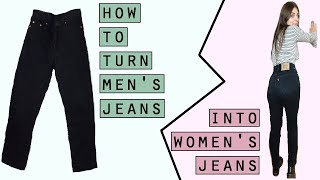 DIY  How to turn mens jeans into womens jeans  Easy Tutorial [upl. by Nasar]