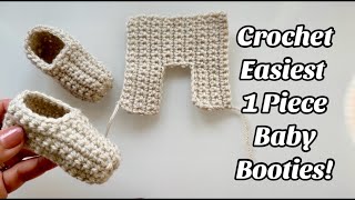 EASIEST CROCHET BABY BOOTIES 03 MONTHS [upl. by Hsemar]