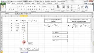 Excel  Discrete Random Variable  Probability Distribution [upl. by Aifos423]