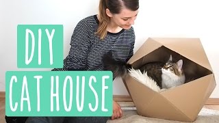 Geometric Cat House  DIY Katzenhaus aus Karton Upcycling [upl. by Aynnat]