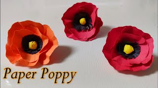 Paper poppy flower tutorial  How to make a poppy out of paper easy [upl. by Bessy]