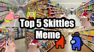 Skittles Meme Pop Cat Among Us Doge SpongeBob Top 5  PewPow Meme [upl. by Nyrek]