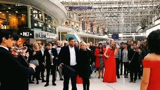 Best Marriage Proposal Ever  Flash Mob Engagement Surprise Orchestra Waterloo Station [upl. by Eleda]