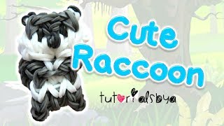 Cute Raccoon Charm  Mini Figurine Rainbow Loom Tutorial  How To [upl. by Htiekram82]