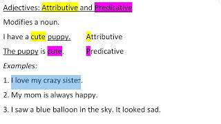 EHL 20  Predicative and Attributive Adjectives [upl. by Dunston835]