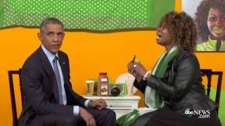 GloZell Gives Lip Gloss To Obamas First Wife YouTube Interview [upl. by Anertac]