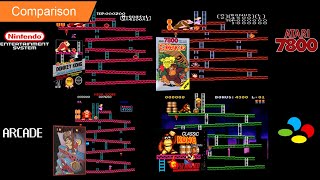 Donkey Kong classic NES vs Atari 7800 vs Arcade vs SNES comparison [upl. by Elyrrad]