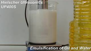 Ultrasonic Emulsification of Oil in Water  Hielscher Sonicator [upl. by Ajnin133]