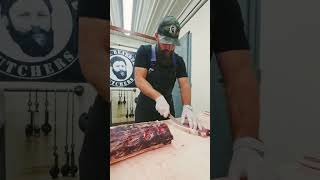 Cutting 42 day dryaged tajima wagyu strip steaks shorts [upl. by Cthrine]