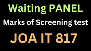 JOA IT 817 WAITING PANEL  MARKS OF SCREENING TEST JOA IT 817 RELEASED BY HPRCA joait joait817 [upl. by Robbi]