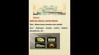 Name some common nonmetals class8 Material Metals and non metals [upl. by Markos524]