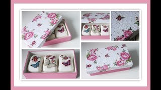 Caja decorada con decoupage sobre tela de encaje  Manualidades  DIY [upl. by Delcina306]