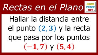 DISTANCIA DE UN PUNTO A UNA RECTA Ejercicio 1 [upl. by Ainessej349]