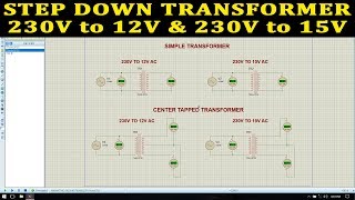 PROTEUS  230V TO 12V TRANSFORMER STEPDOWN TRANSFORMER 12V TRANSFORMER DESIGN AND SIMULATION [upl. by Anauqal]