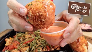 MUKBANG EATING Jambalaya Pasta Mac and Cheese Fried Balls Cheesecake From The Cheesecake Factory [upl. by Silverstein632]